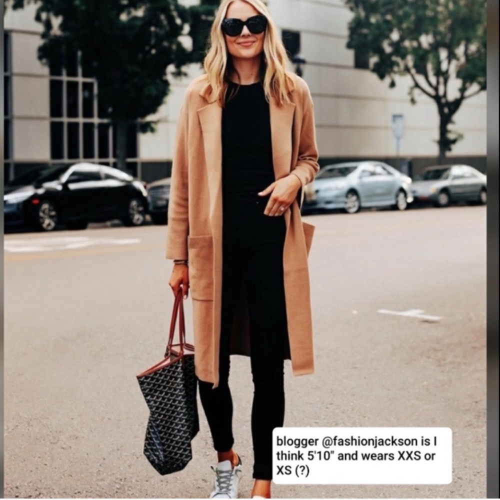 NWT J Crew Ella Open Front Long Sweater Blazer Coat XL in Dark Camel Tan AD753 - Picture 5 of 15